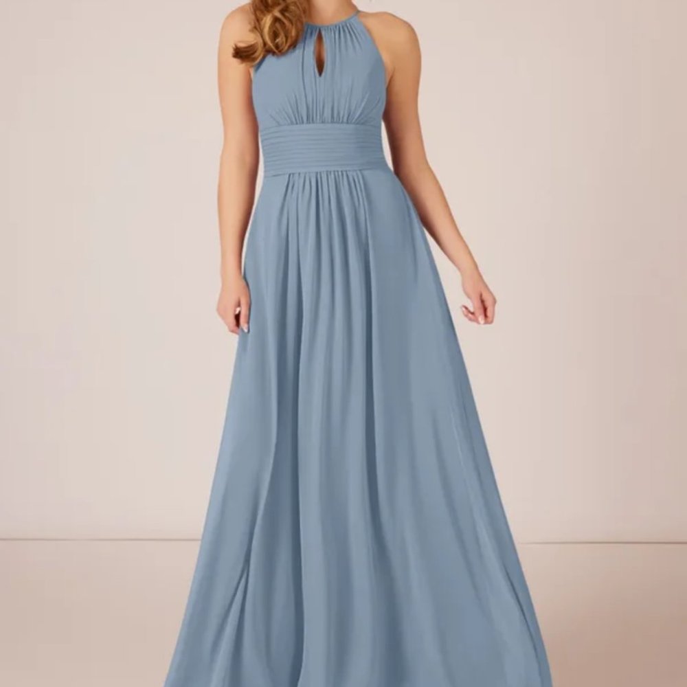 Azazie Bonnie Dress -A8- Dusty Blue, Size 8